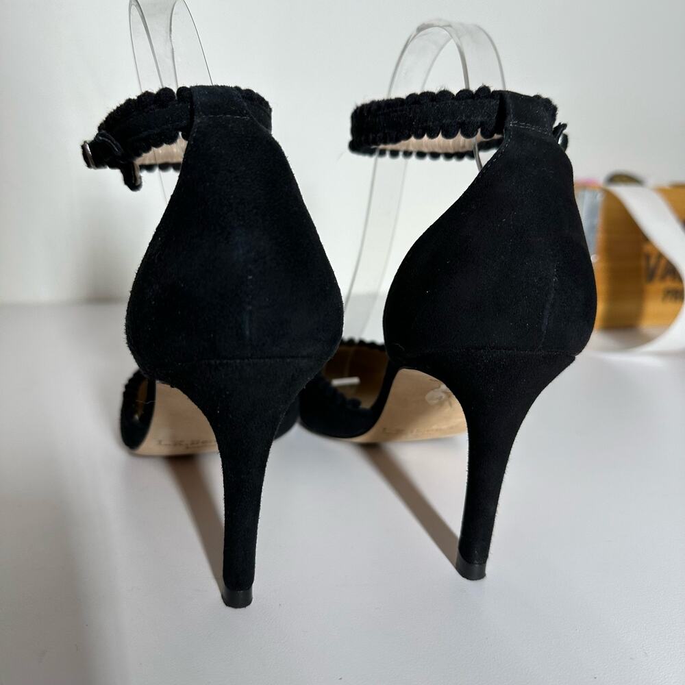 LK Bennett Women's Black Pom Pom Suede D'Orsay Heels Size 40 Size 9 - Picture 6 of 10